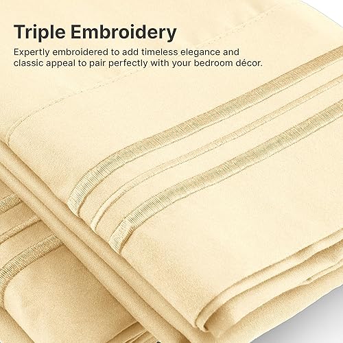 Miniatura 4 de Sábanas King divididas con bolsillos extra profundos, sábanas transpirables y refrescantes de 5 piezas, juego de sábanas de lujo para hotel, suaves,