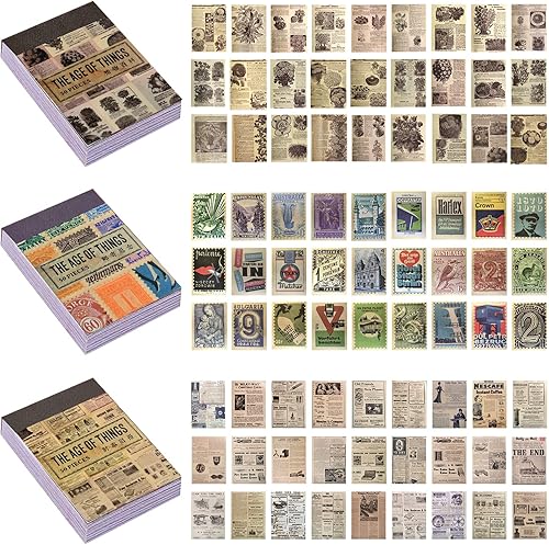 Calcomanías vintage para álbumes de recortes, juego de calcomanías de papel Washi vintage para diario, calcomanías decorativas autoadhesivas vintage