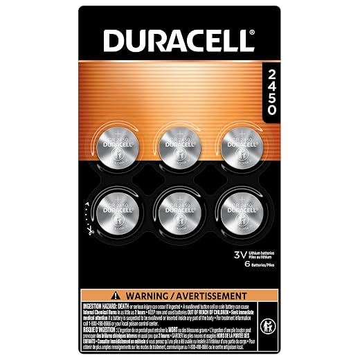 Duracell 2450 3V Lithium Battery, 6 Count Pack, Lithium Coin Battery for Medical and Fitness Devices, Watches, and More, CR Lithium 3 Volt Cell