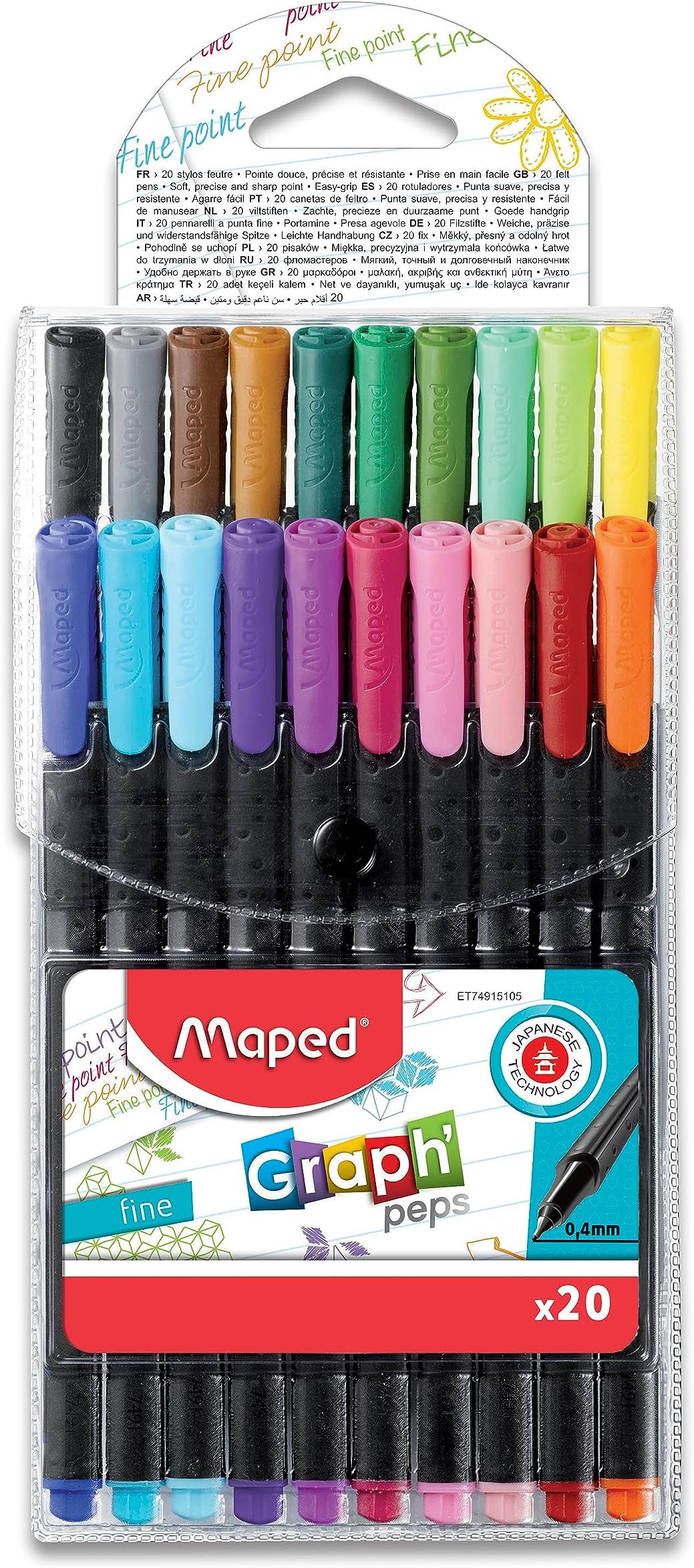 Amazon.com : Maped Graph'Peps Classic 0.4mm Fine Tip Pens - Art ...