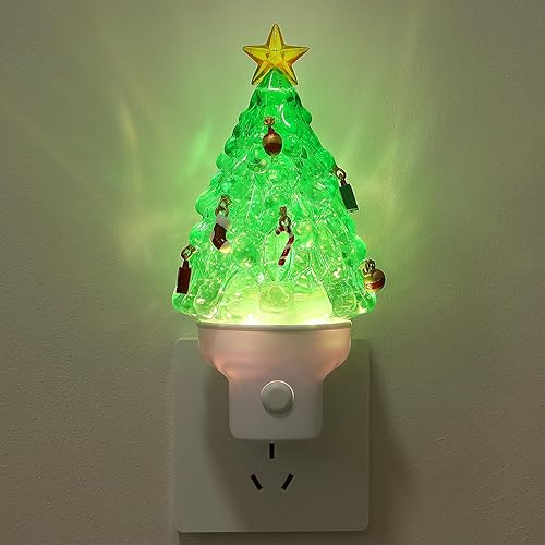 Miniatura 38 de Luz nocturna de Navidad enchufable a la pared, luz nocturna de agua con purpurina con opciones USB/tomacorriente, luz nocturna decorativa de