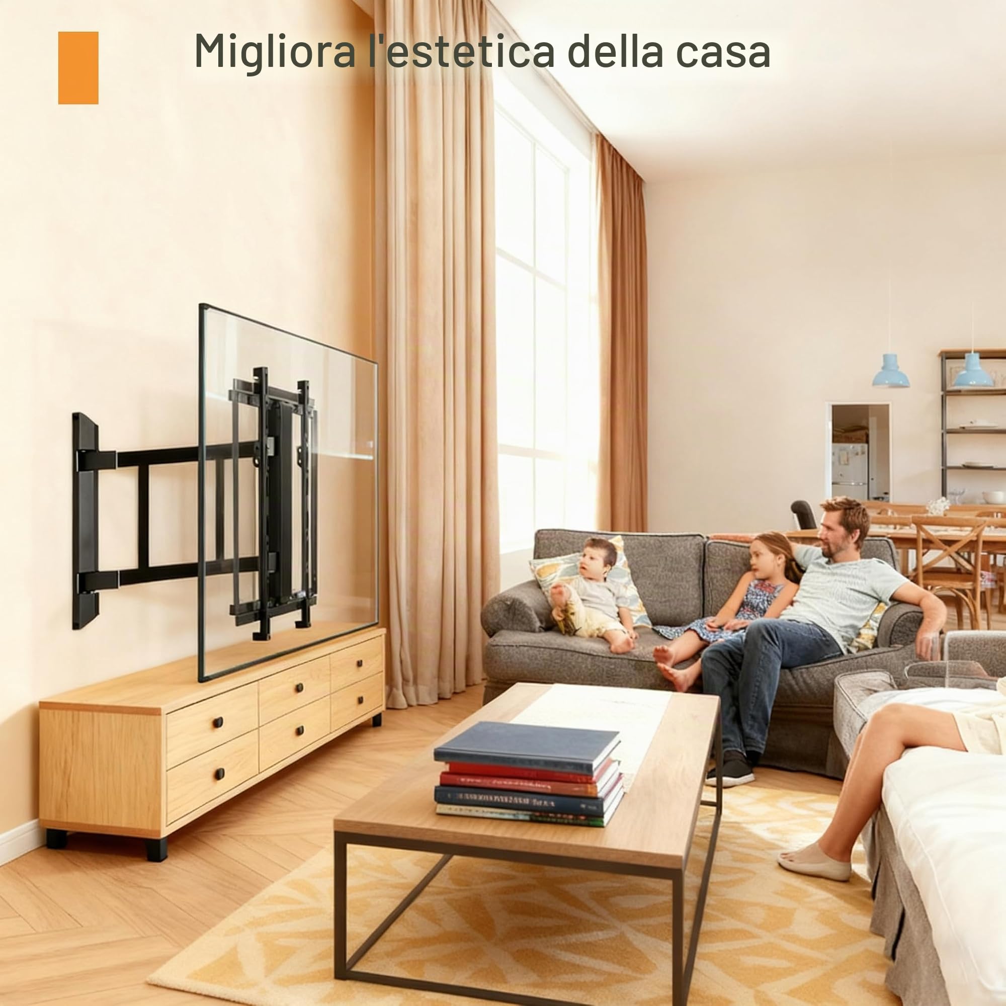 Supporto TV motorizzato con braccio pieghevole regolabile, intelligente, sottile, con rotazione di ±90°, supporto VESA fino a 750×600 per TV LCD, monitor, schermo, 65-86 pollici 80 kg (65-75in)