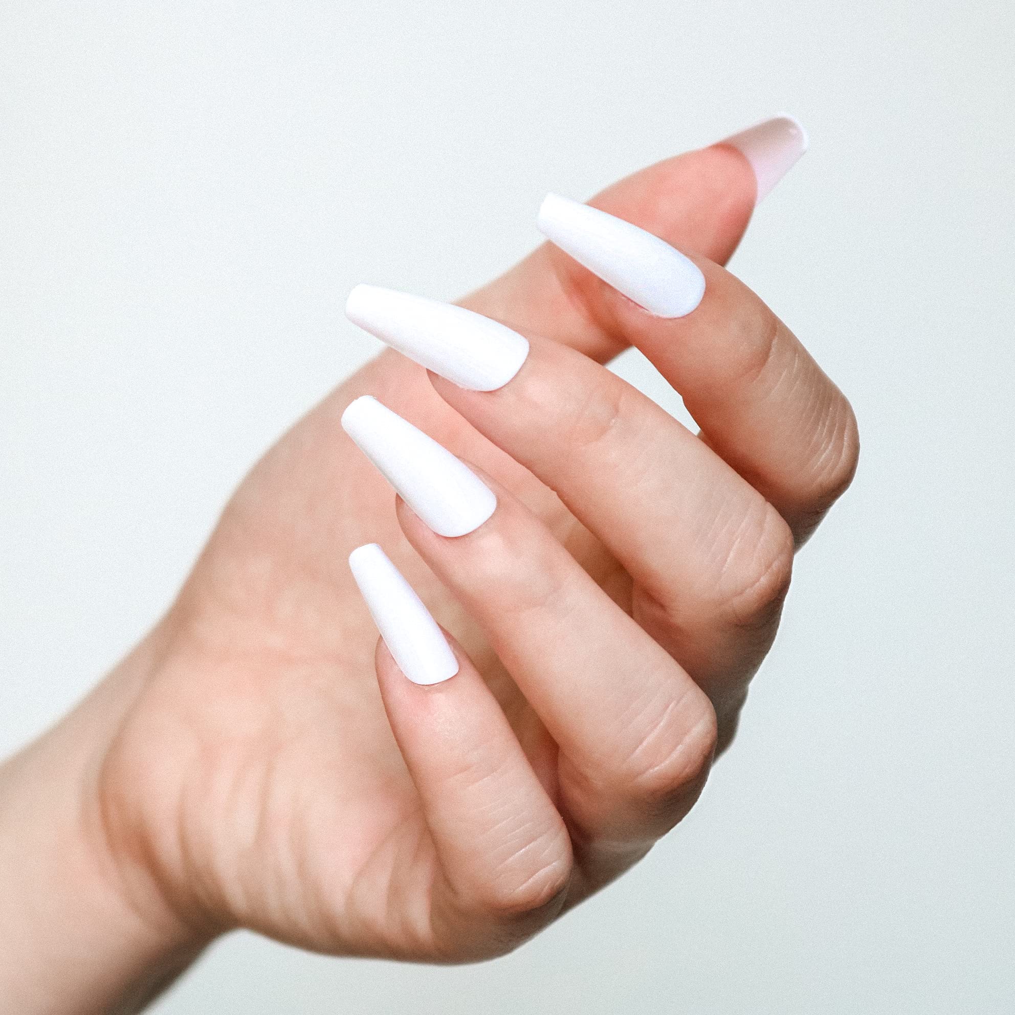 Amazon.com: White Tapered Midi Long Coffin Press on Nails : Everything Else