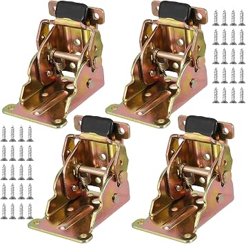 ZOENHOU 4 PCS 90 Degree Locking Hinge Folding Table Brackets, Heavy Duty Self Locking Foldable Extension Support Legs with Screws for Tables, Workbench, Chair, Furniture, Beds
