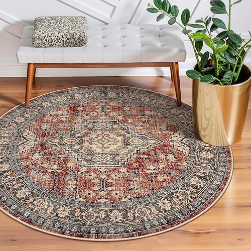 Miniatura 8 de Lahome Alfombra persa pequeña de 2 x 3 pies, antideslizante, para interiores, ultrafina, para entrada, alfombra de baño vintage suave antideslizante