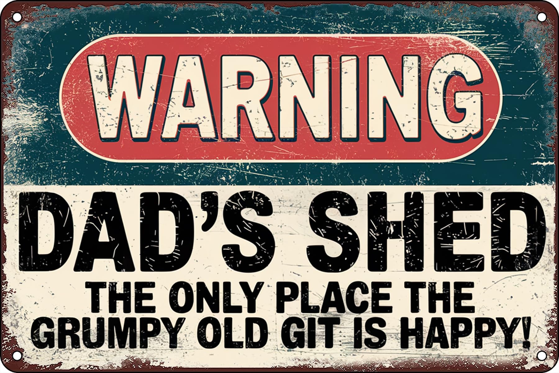 Funny Dad's Shed Vintage Sign Warning The Only Place Grumpy Old Git is Happy Retro Metal Tin Wall Decor for Home Garage Man Cave Bar Pub Farm Cafe Club 8x12 Inch
