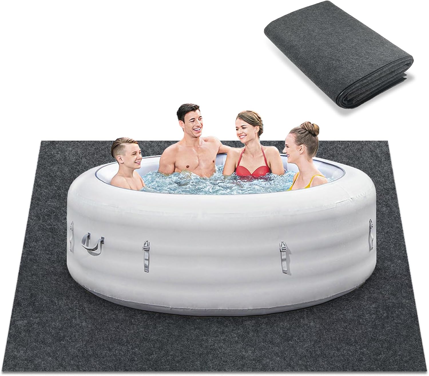 EZEELAI 80" x 80" Hot Tub Mat for Inflatable Tub, Large