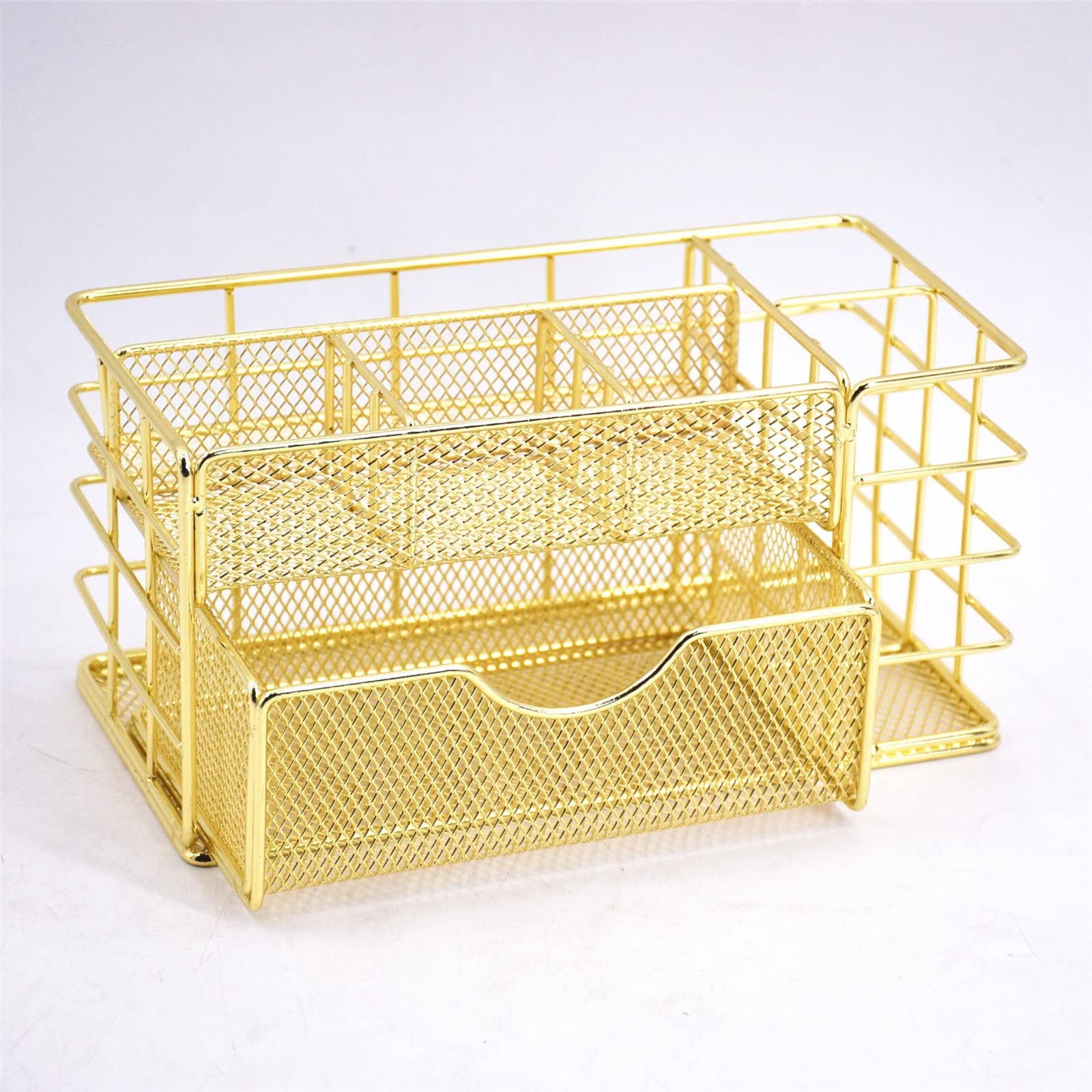 Organizador de Escritorio con cajones, Ideal para Oficina y hogar (Dorado, 22 x 11 x 11 cm)