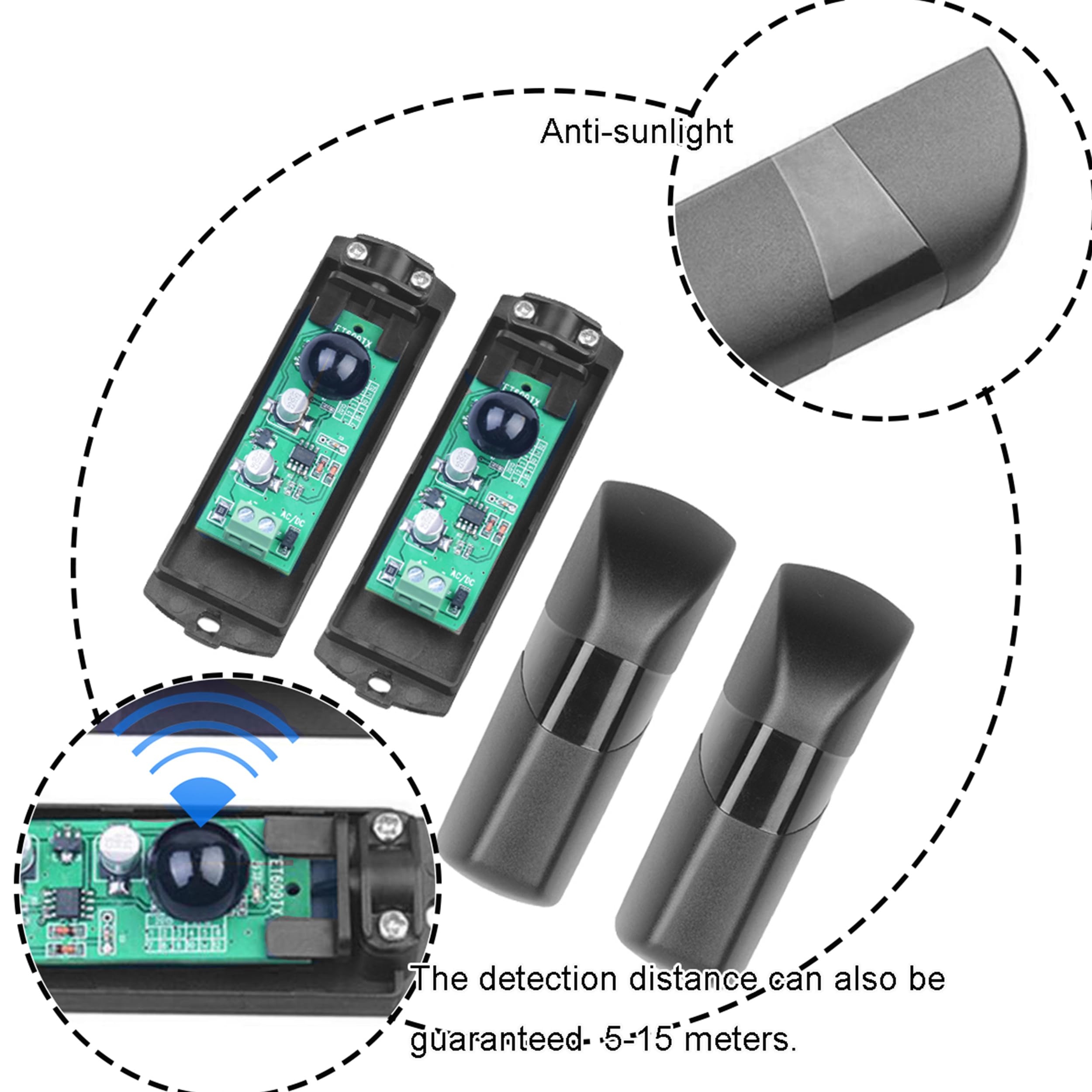 Photocellules Universelles, Cellule Portail à 90° Pour Porte Automatique Et Portail Garage, Cellule Photoélectrique Infrarouge Modulé AC/DC 12-24V, Étanchéité IP55, Émetteur Et Récepteur Inclus