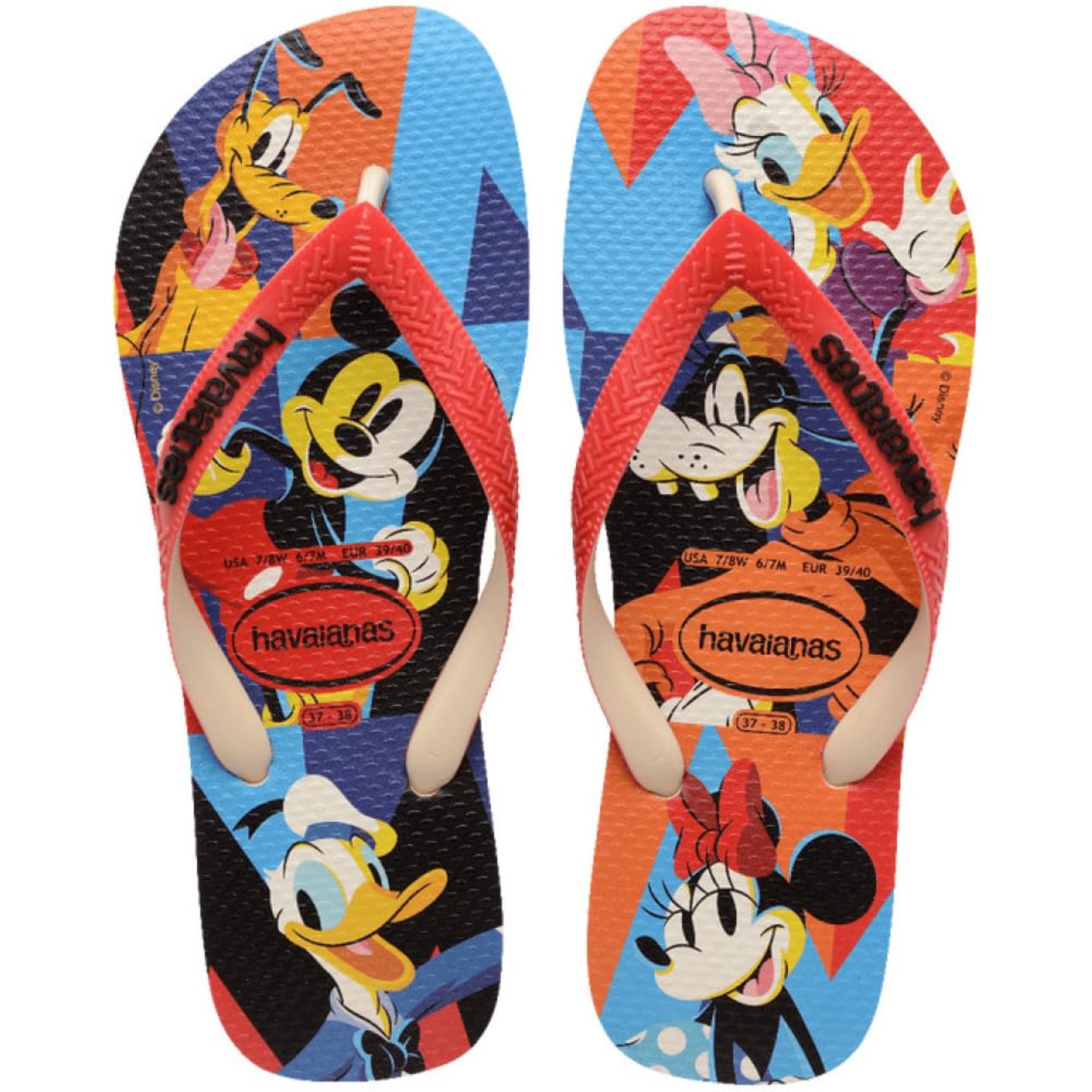 Havaianas Disney Stylish Unisex Adults FlipFlop Beige Straw/Red Ruby 3.5/4 UK