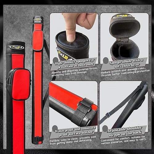 Miniatura 4 de Tai ba cues Palo de billar de 2 piezas con eje negro, punta de cuero multicapa de 0.512 in, 58 pulgadas, palo de billar profesional de madera dura