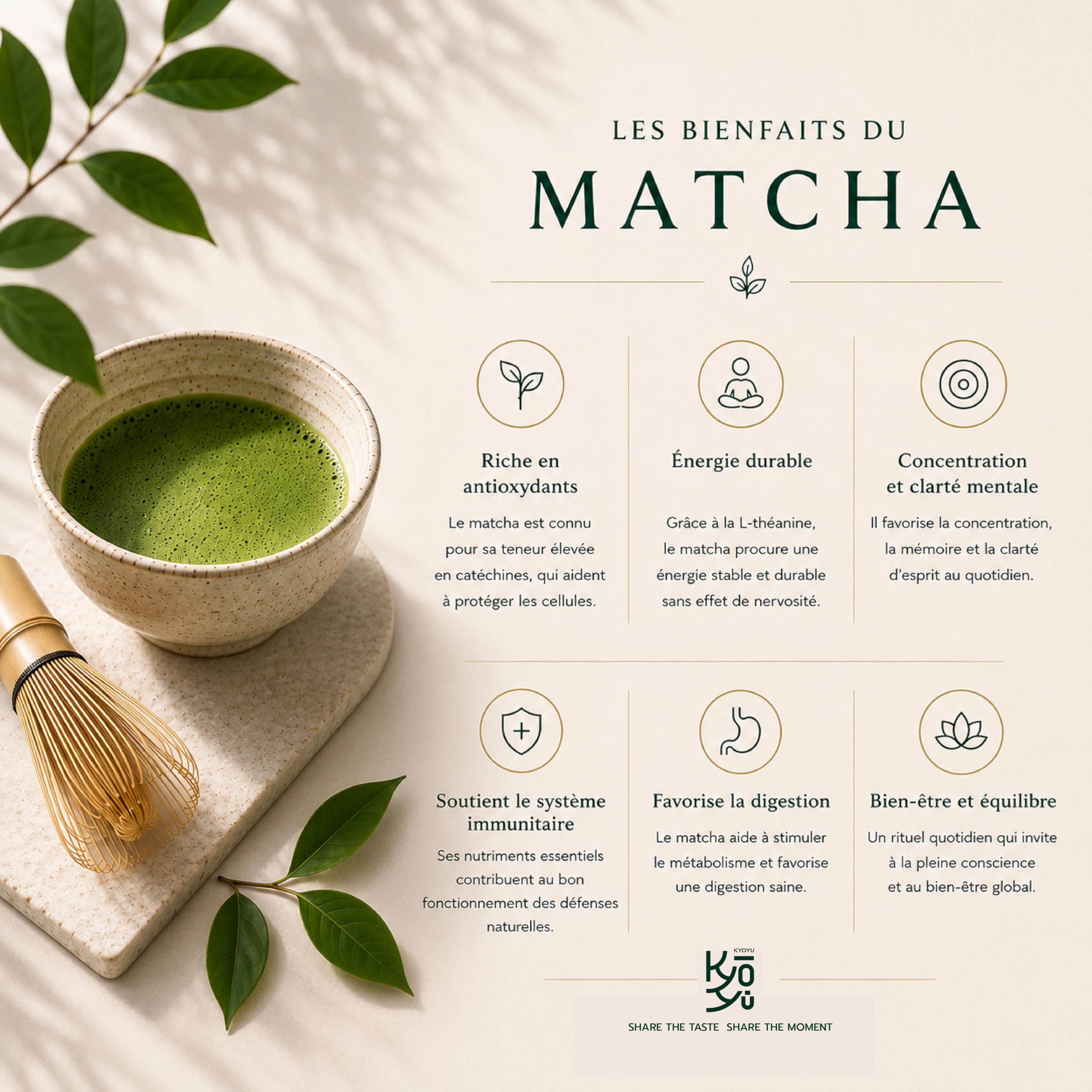Matcha Japonais Grade Cérémonial – Issu de Tencha cultivé à Yame (Kyushu) – Notes Umami & Noisette – 30g – Kyoyu Kisakuna