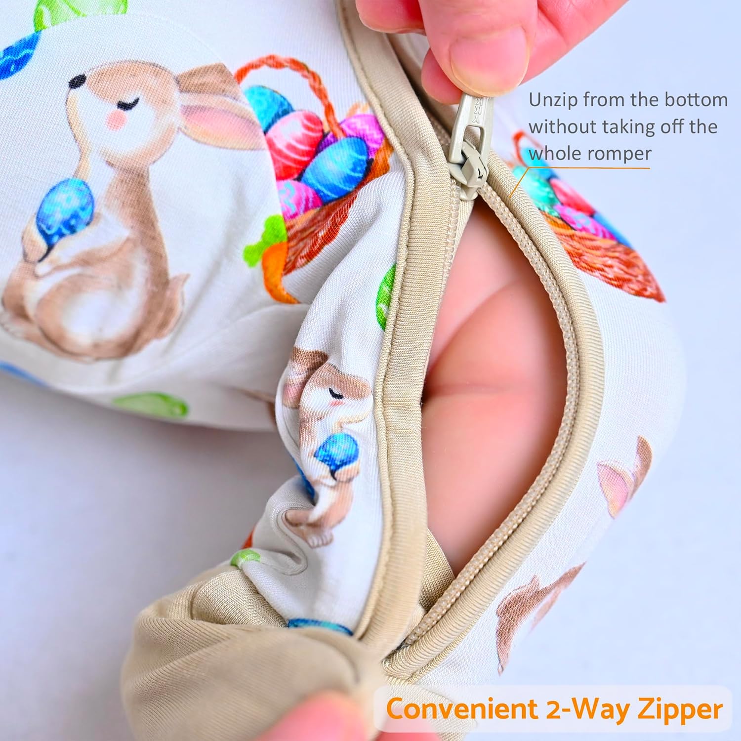 LollyBanks Baby Pajamas, Long Sleeve Baby Romper with 2-Way Zipper, 95% Viscose from Bamboo and 5% Spandex, Infant Sleepers