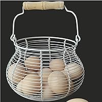 Vista 1 de LINCOUNTRY. Cesta de huevo de gallina para recoger huevos, cesta de huevos de alambre de granja para recoger huevos frescos con asa, cesta de metal