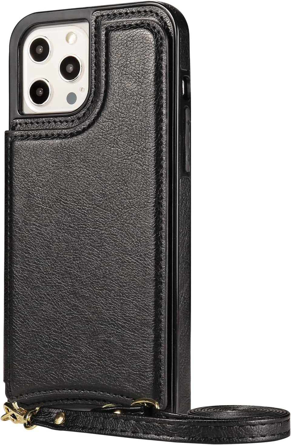 Étui à bandoulière iPhone 14 Pro Max avec porte-cartes en cuir