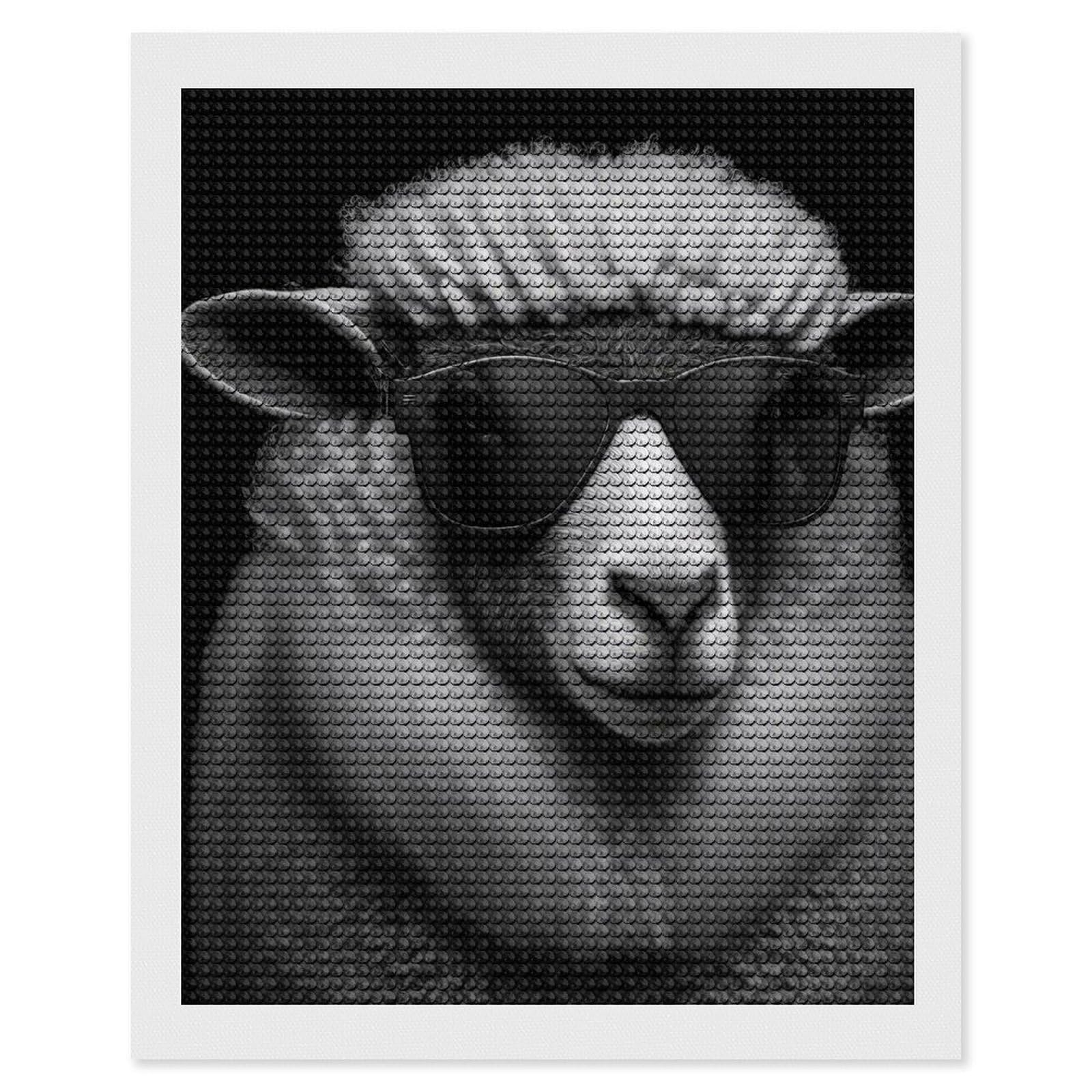 Junmoney Portrait of A Sheep Diamond Art Kit 16"x20", Creative Leisure Activity, Complete Accessories, Vintage Style Decor, for Women