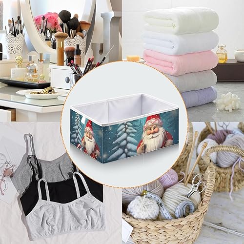 Miniatura 4 de Emelivor Christmas Santa Tree Gift Cube Storage Bin Fabric Storage Cubes Foldable Storage Box Large Closet Organizers Baskets Containers for Shelves
