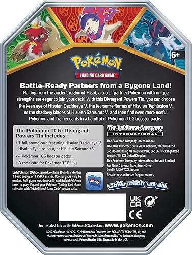 Miniatura 2 de Pokémon TCG lata de poderes divergentes  Hisuian Decidueye V (1 carta de aluminio y 4 paquetes de refuerzo)