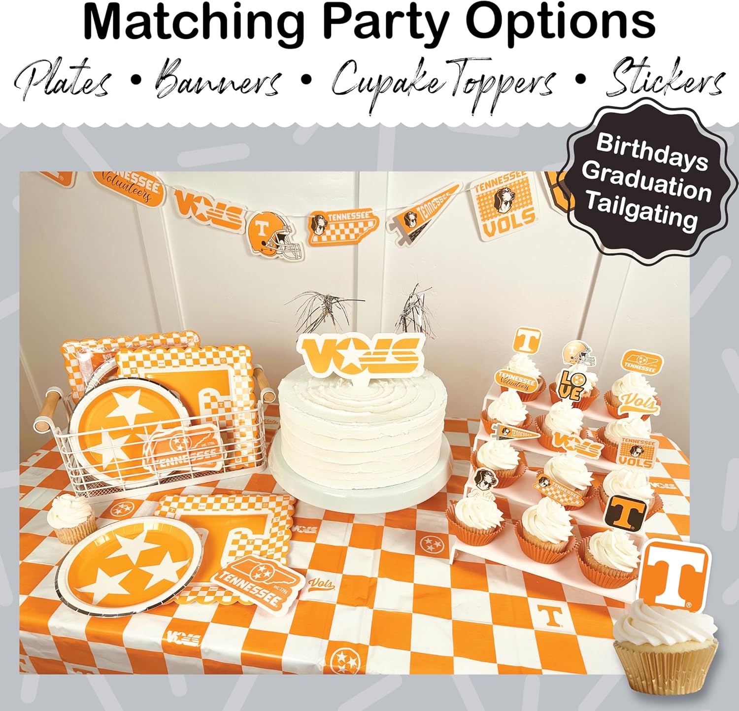 University of Tennessee party supplies with Bama tablecloth plates, napkins, banner, cake toppers (80 piece set) for graduation, football, and birthday parties (Serves 12) (Alabama Crimson Tide)