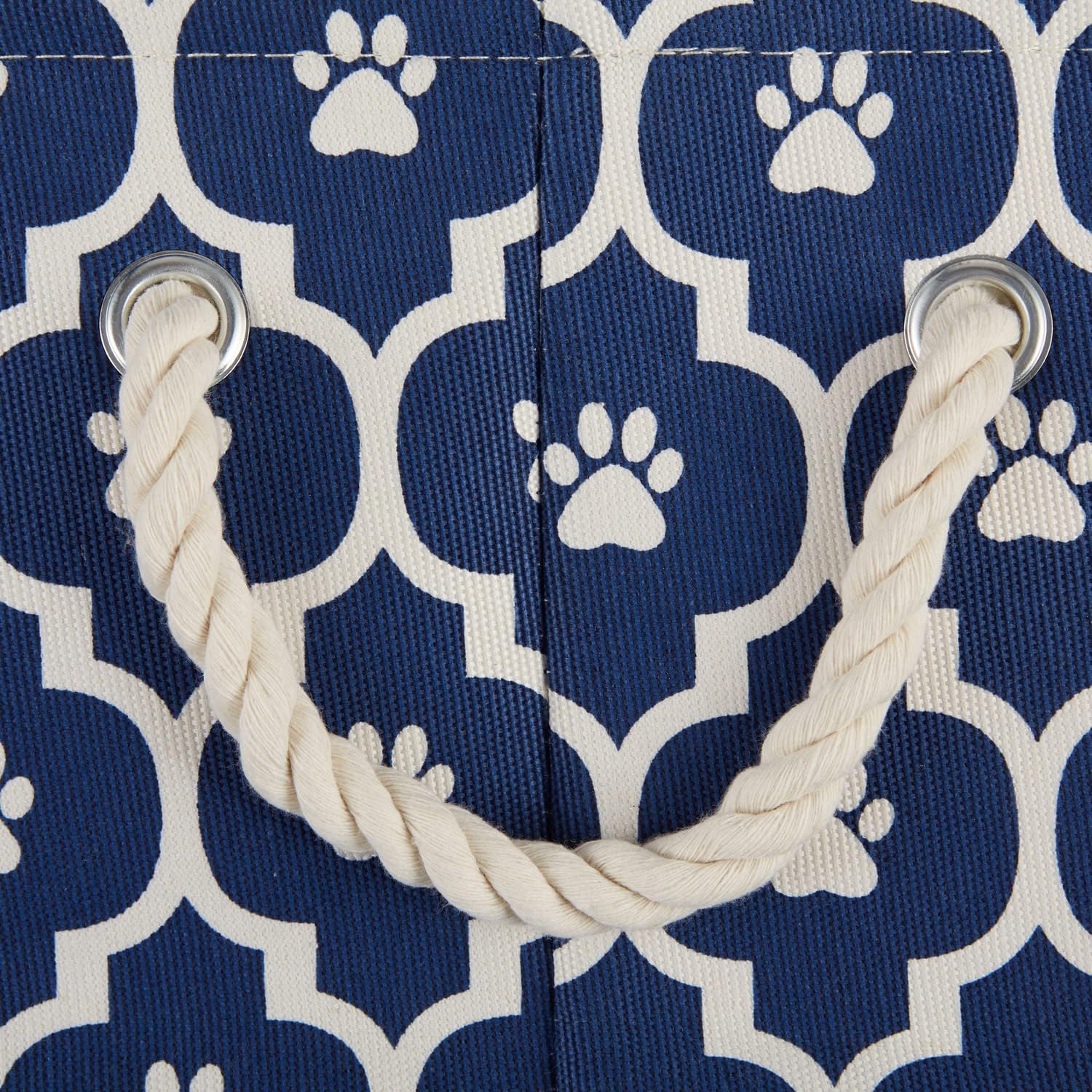 Bone Dry Pet Storage Bin - Medium Rectangle Lattice Paw Print Design, Nautical Blue, 16x10x12 Inches - View #12