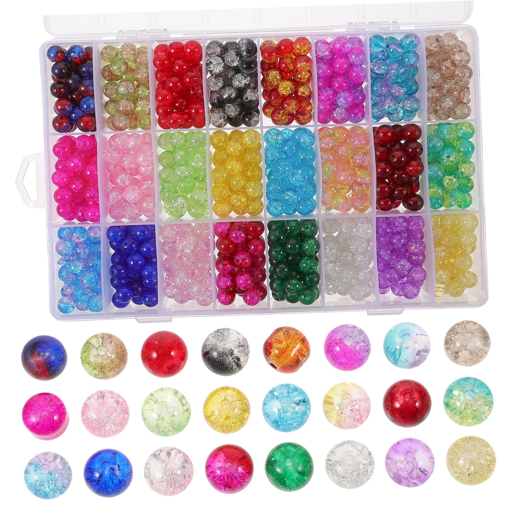 Bunte Glasperlen zum Basteln mit Loch, 1200 Stück pro Kasten