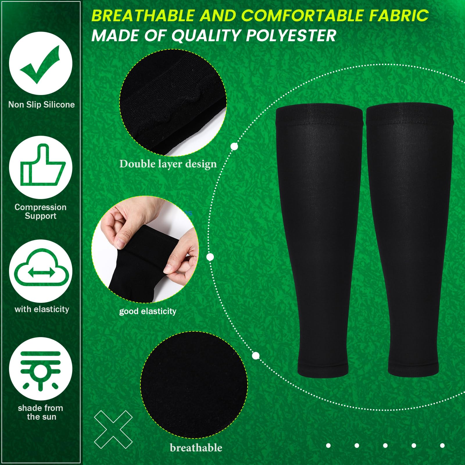 RoundFunny 4 Paar Kompressions-Beinstulpen und Armstulpen für Basketball, Jugendliche, Fußball, Fußball, Sportstulpen für Jungen und Mädchen, Schwarz, Weiß, Einheitsgröße, Schwarz, schwarz, weiß, One