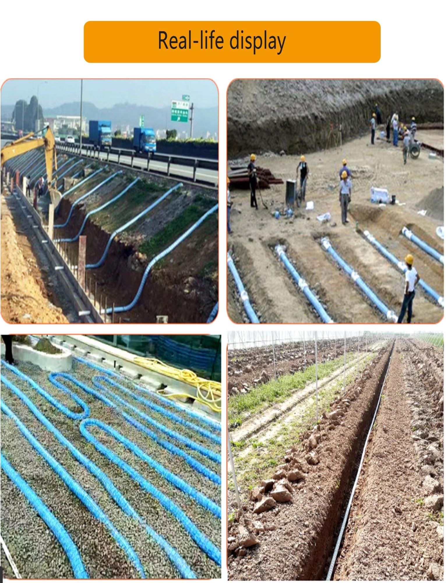 French - Tubo de drenaje perforado corrugado de 50 mm / 2in, para uso en jardín y subterráneo, solución eficiente de gestión del agua