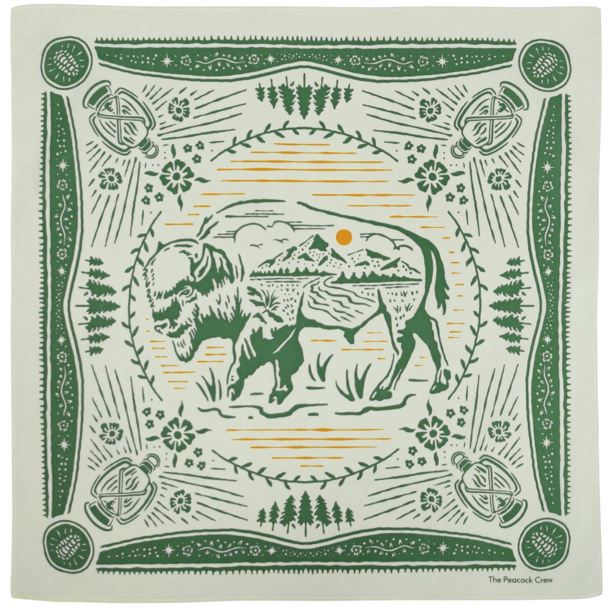 The Peacock Crew Premium Soft Cotton Designer Bandana for Men and Women 22x22 in