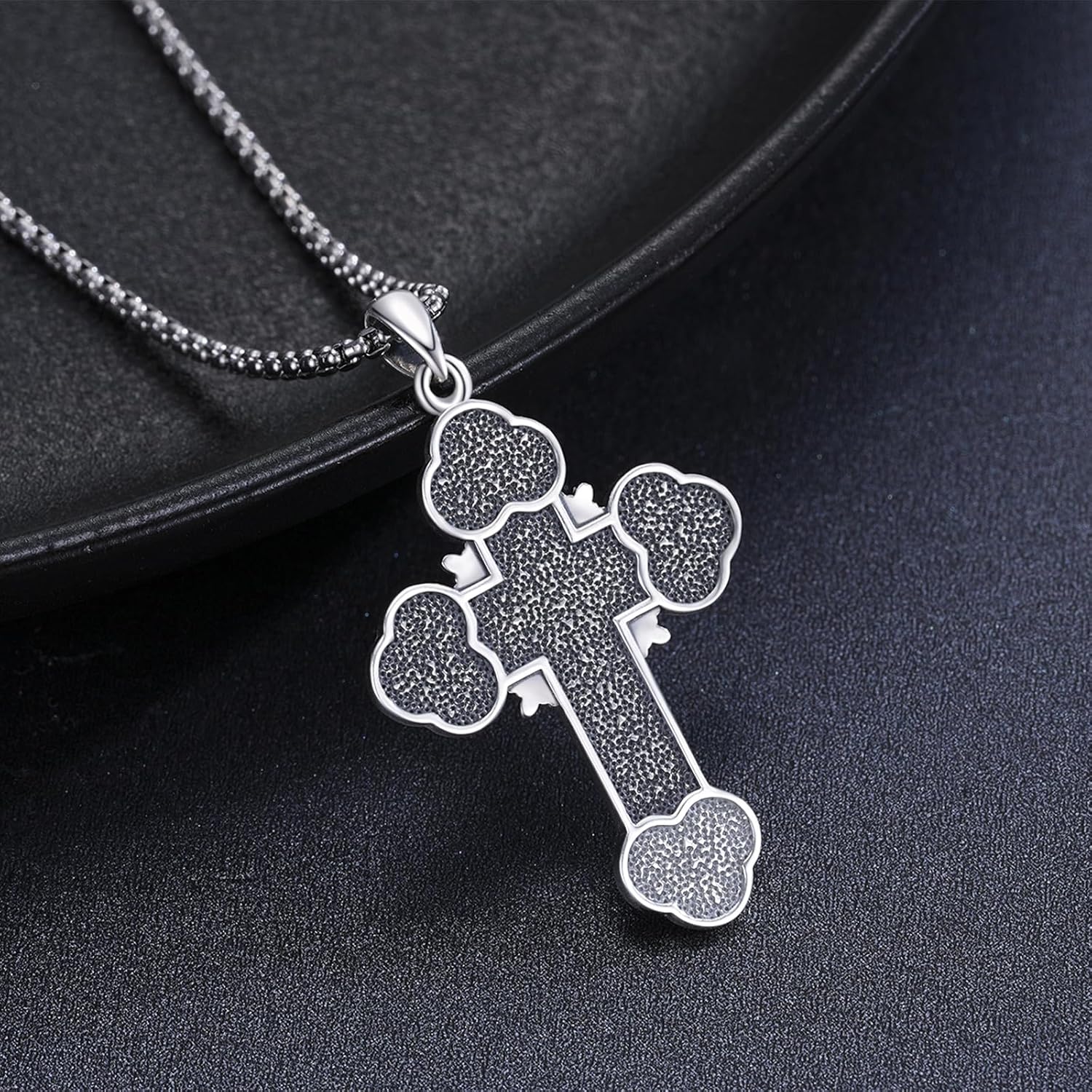 925 Sterling Silver Patron Saint Medals Amulet Protection Pandent Necklace Cross Faith Jewelry for Men(2.5mm 22"+2" Rolo Chain) - Image 3