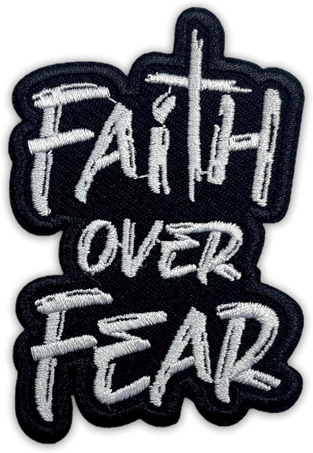 Faith Over Fear Patch-3 Inches Iron On/Sew On Embroidered Applique Patch, Embroidery Patches for Clothes Backpacks Hats, Embroidered Patch, Funny Christian DIY Accessories