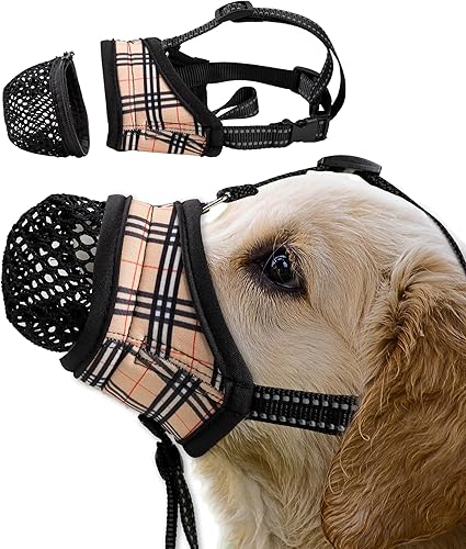 Bozal para perros grandes, antimordeduras, ladridos y lamidos, bozal suave con cubierta de malla extraíble, protector bucal transpirable para perros