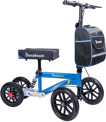 Alternativa de muleta de rodilla orientable todo terreno, scooter médico de lujo doble freno de mano, para adultos lesionados tobillo y pie de