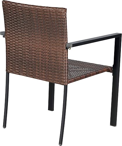 Miniatura 5 de BTEXPERT Juego de 2, juego de comedor de mimbre para patio, jardín, césped, porche, terraza, sillas de gas para interiores, sillas de ratán al aire