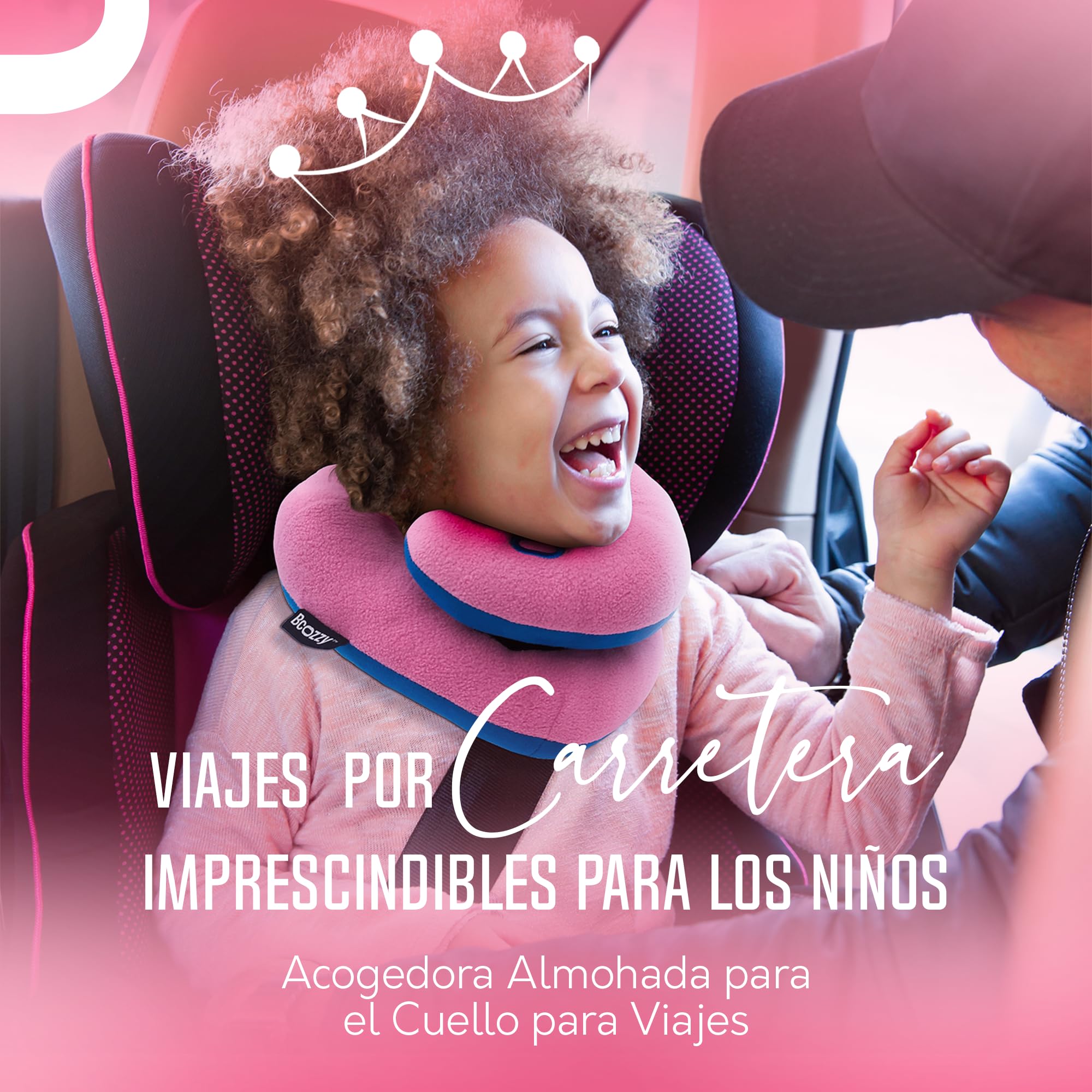 BCOZZY Almohada de Viaje Niños 3-7, Soporte Cabeza y Barbilla, Rosa