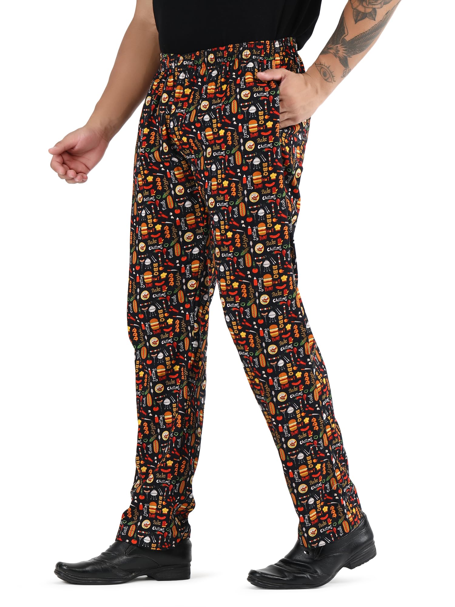 Pantalones unisex estampados 100 % algodón para hombre y mujer, pantalones de chef con cordón para servicio de alimentos, panaderos y profesionales culinarios
