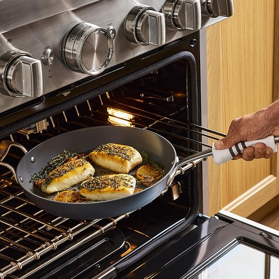 All-Clad HA1® Ceramic Nonstick, Frying Pan Set 10.5 and 12 inch - Oven Safe up to 450° & Compatible with All Stovetops (Gas, Electric & Induction) Light Grey