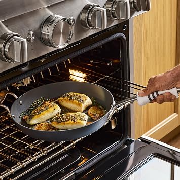 All-Clad HA1® Ceramic Nonstick, Frying Pan Set 10.5 and 12 inch - Oven Safe up to 450° & Compatible with All Stovetops (Gas, Electric & Induction) Light Grey