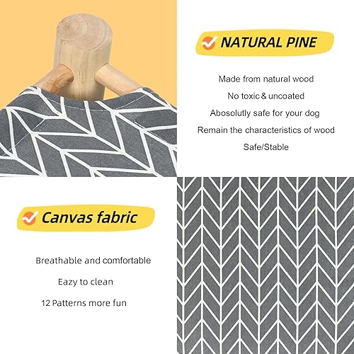 Miniatura 3 de Patas Lague Hamaca para gatos y perros pequeños, cama de madera transpirable para gatos y mascotas, conejo, refrigeración, para exteriores, muebles