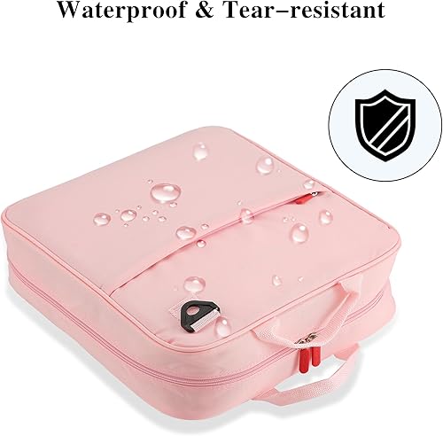 Miniatura 6 de Carpeta con cremallera con correa para el hombro y asa, carpeta de 3 juntas tóricas para suministros de oficina y escuela (2 pulgadas, azul)