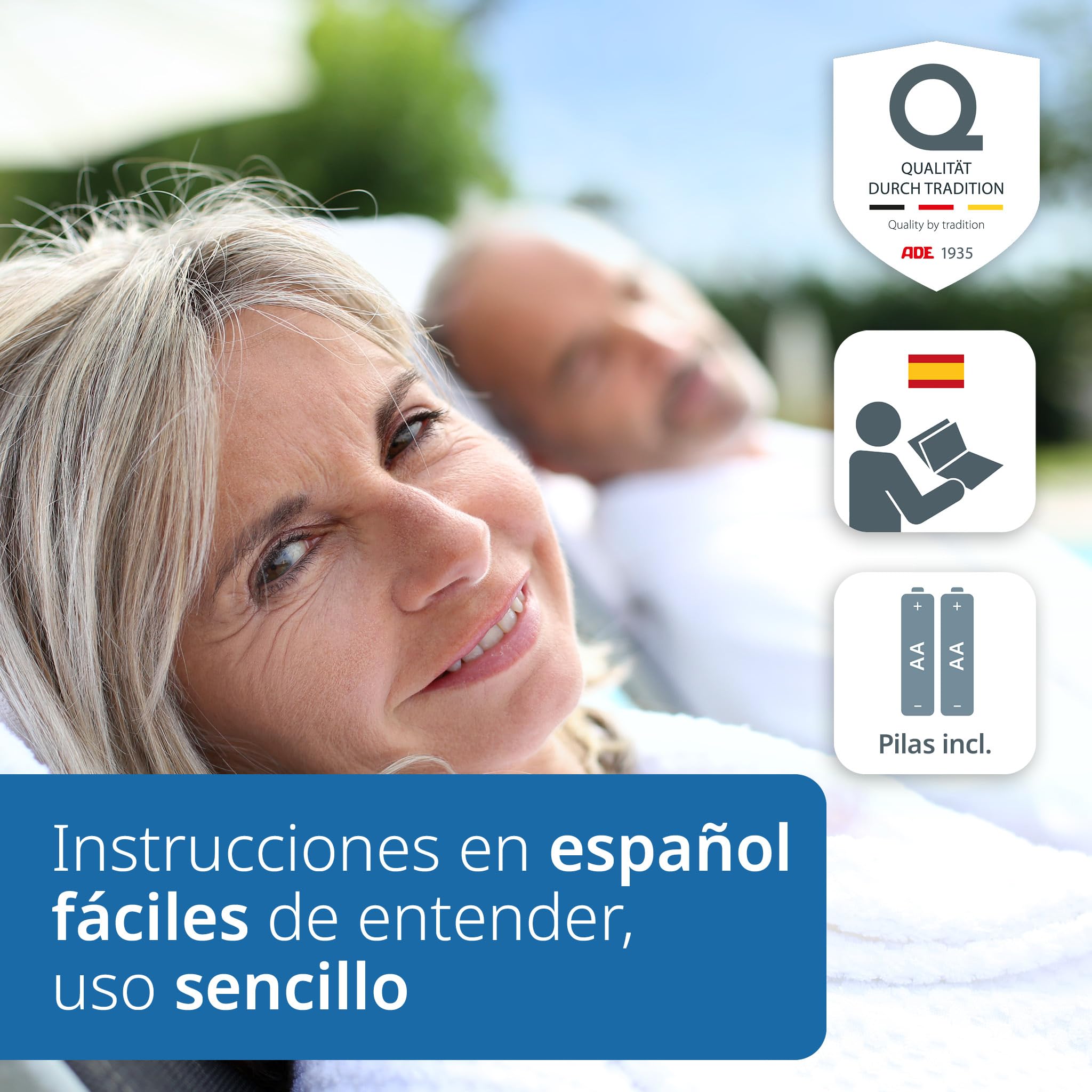 ADE Báscula personal parlante digital | salida de voz en 5 idiomas | ideal para invidentes, discapacitados visuales y personas mayores | pantalla muy grande | capacidad de carga muy alta de 250 kg