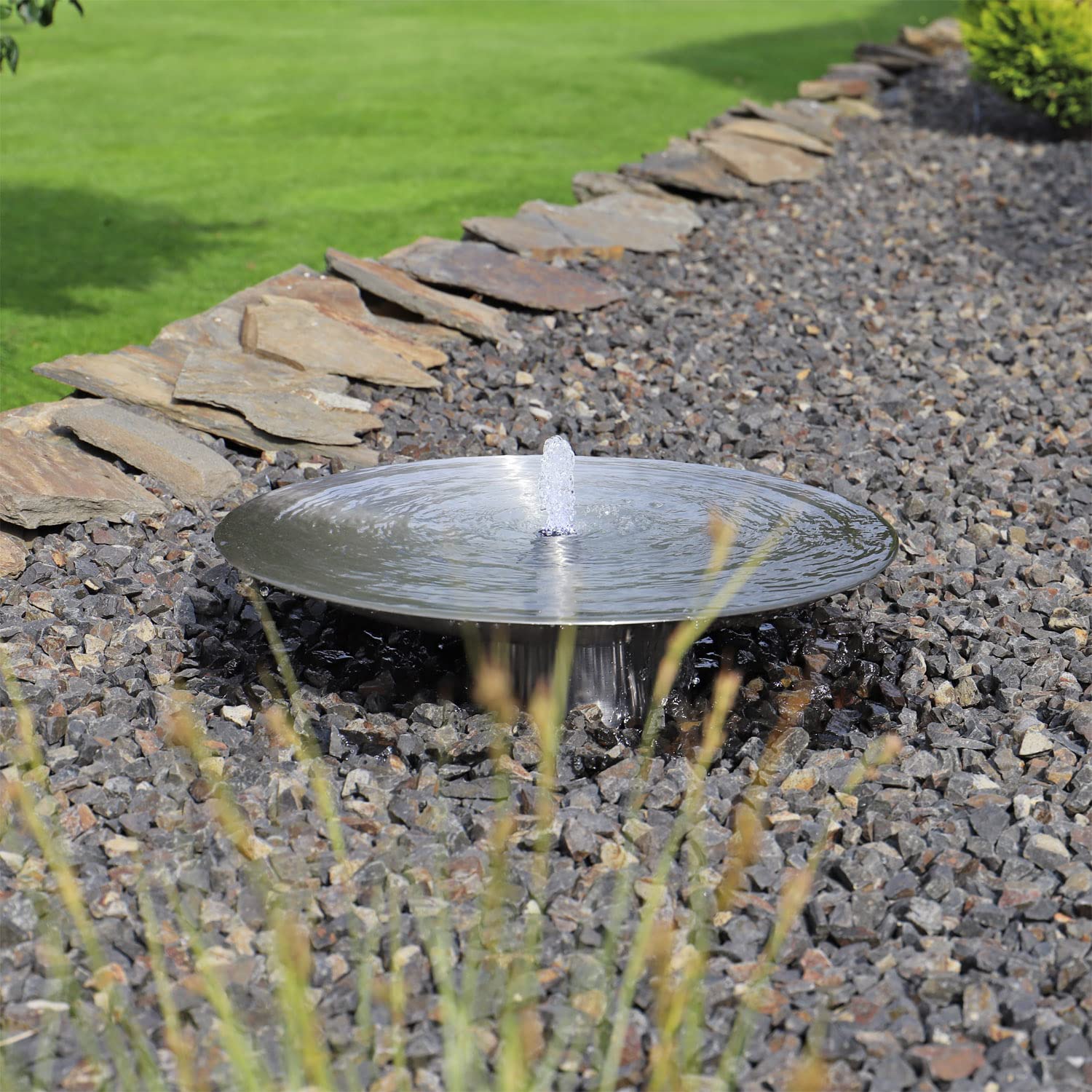 CLGarden Edelstahl Springbrunnen Wasserschale EWS60 Garten Brunnen Set 60cm mit LED Beleuchtung