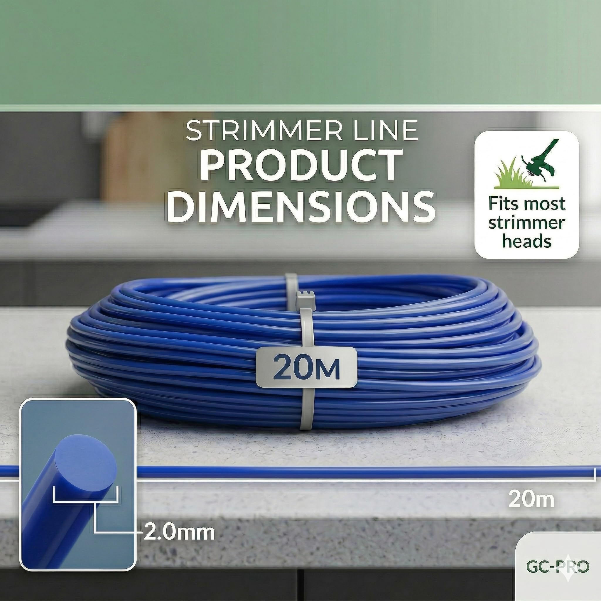 Shark-Tuff® 20M Universal Strimmer Wire Heavy Duty | 1.2mm 1.6mm 2mm Strimmer Cord | Grass Trimmer Strimmer Line | Fits All String Trimmer Models — view 4