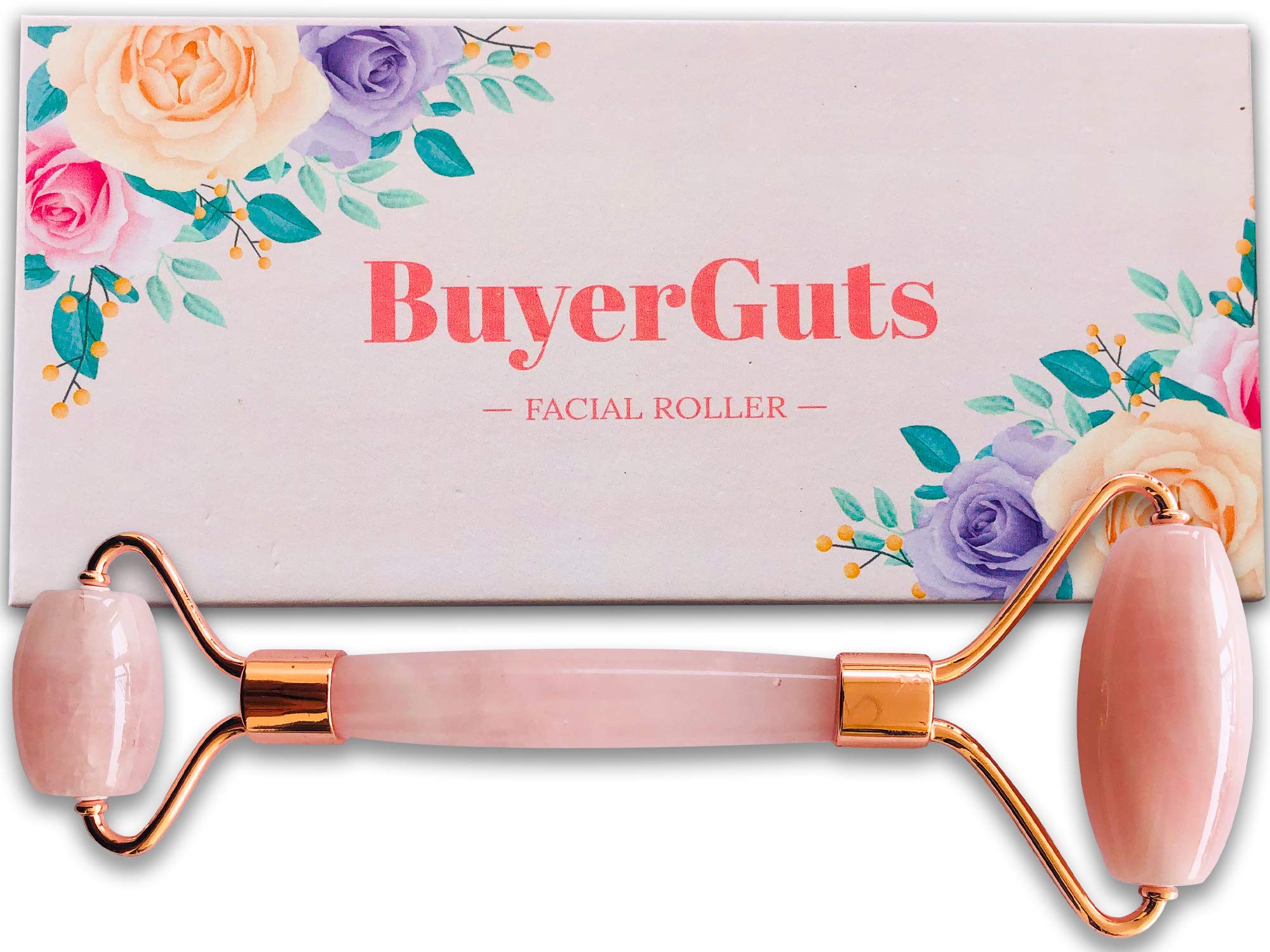 BuyerGuts Rose Quartz Jade Manual Roller For Face Massager | 100% Himalayan Jade Rose Stone (Rose Roller)