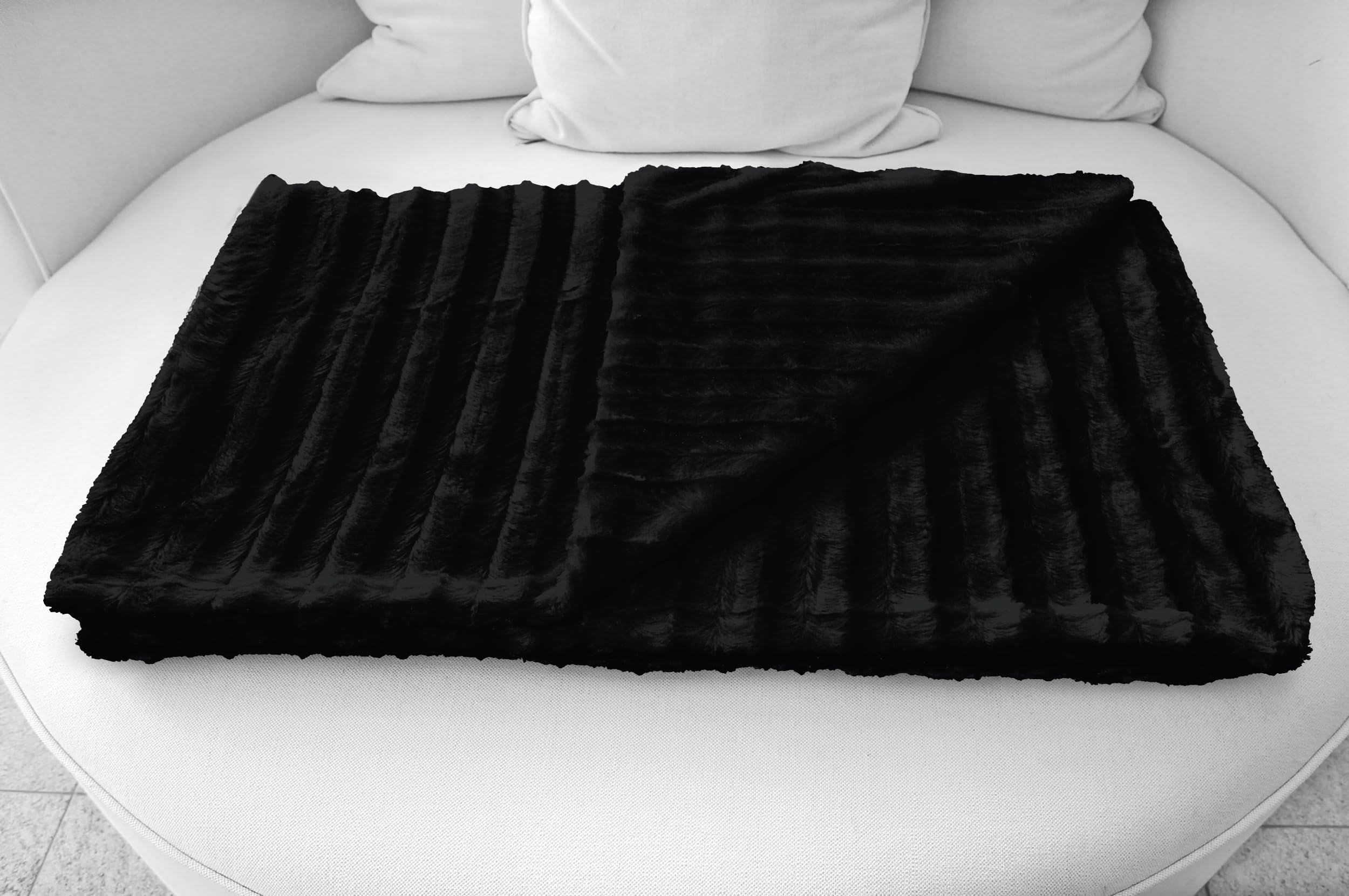 Brandsseller Coperta in finta pelliccia, double-face, Poliestere, Nero , 220 x 240 cm