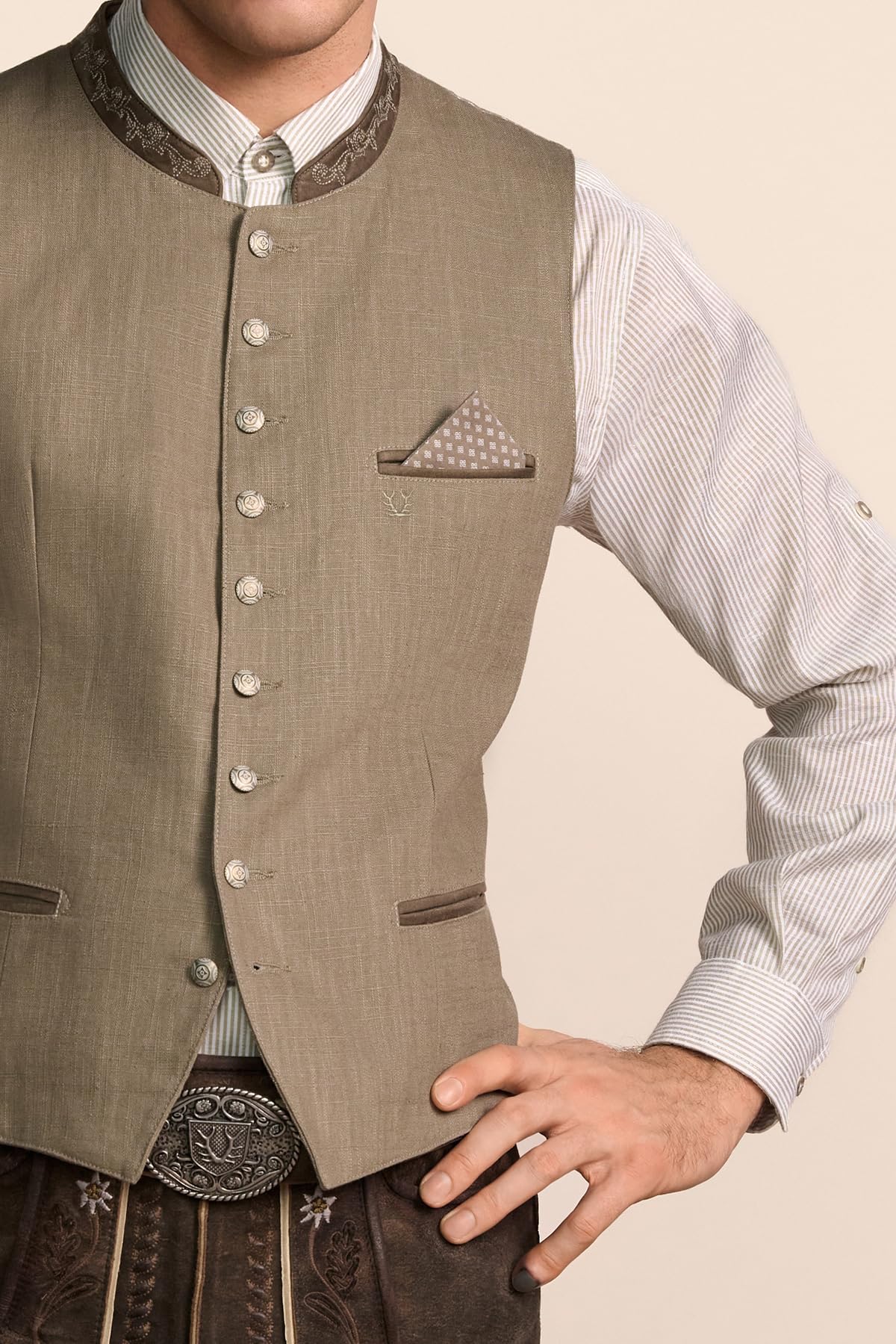 Krüger Herren Trachten Weste Lyam, klassisch, festlich, Rundhals, Tracht, Volksfest