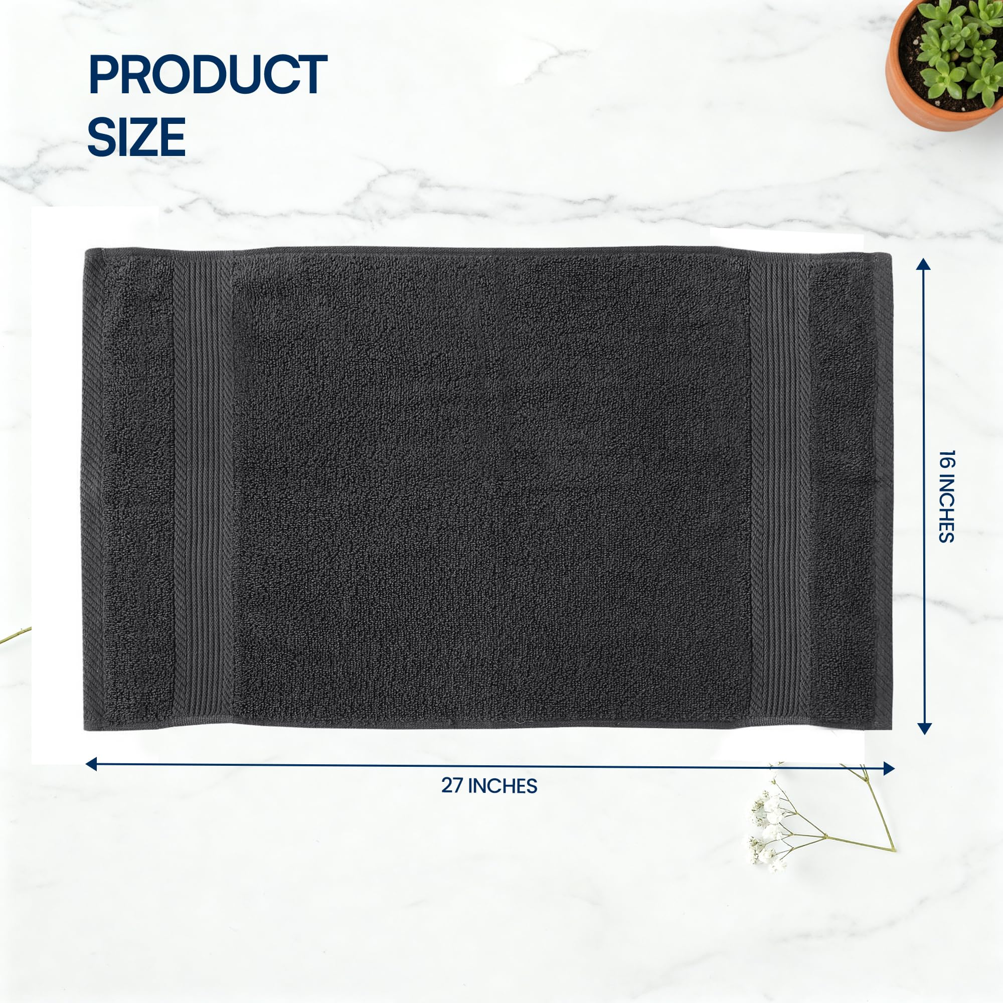 Linteum Textile (pack de 12, 16 x 27 pulgadas, negro) Premium Hotel, Salón & Gym toallas de mano, 100% algodón