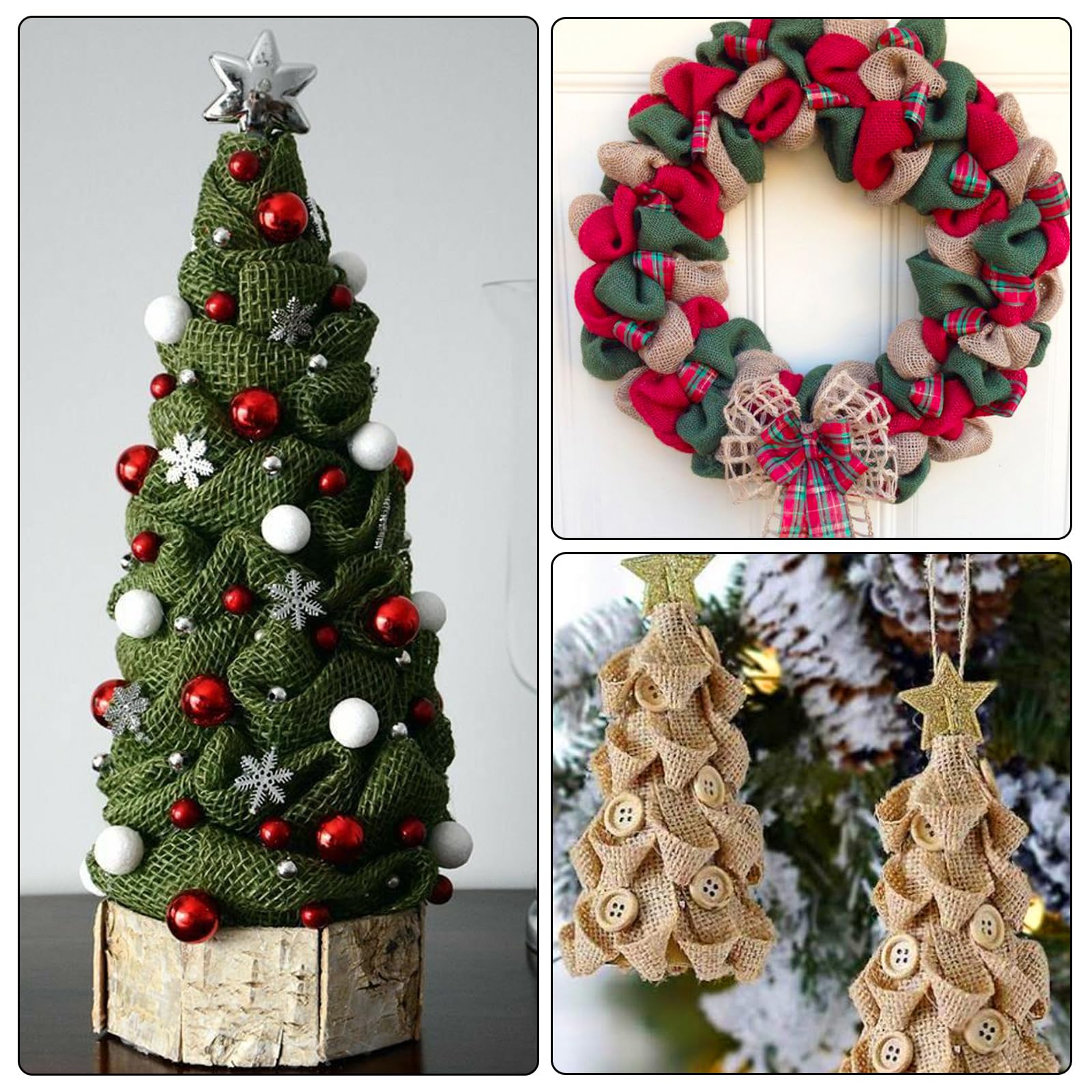 6 Rotoli Di Nastro Di Iuta Per Albero Di Natale – 16,5 Metri Totali, 7 Cm Di Larghezza – Decorazione Rustica Per Albero, Ghirlande, Confezioni Regalo – Stile Vintage - 3