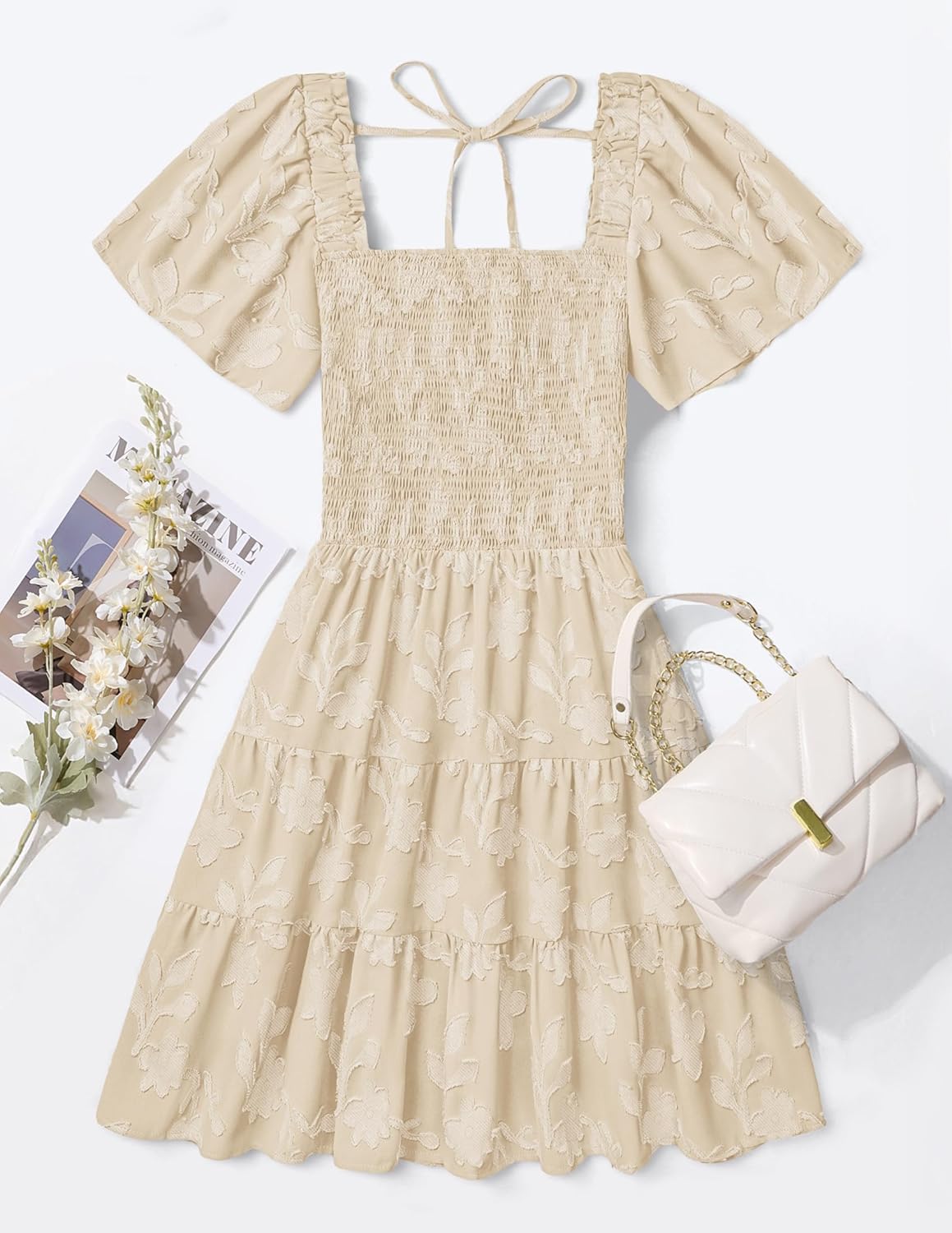 ZESICA Women's Summer Boho Floral Mini Dress 2026 Casual Short Sleeve Square Neck Swing Beach Vacation Sundress - Image 7