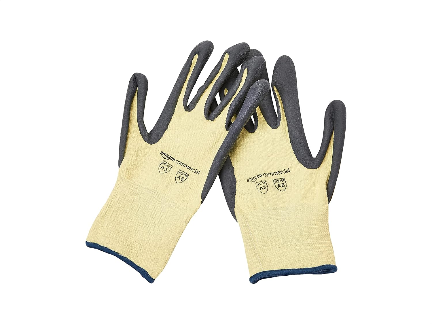 AmazonCommercial 13G Kevlar & Foam Nitrile Gloves (Yellow/Gray), Size XL, 12 pairs