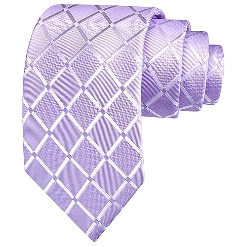 GUSLESON 3.15"(8cm) Fashion Solid Plaid Ties Mens Woven Jacquard Necktie